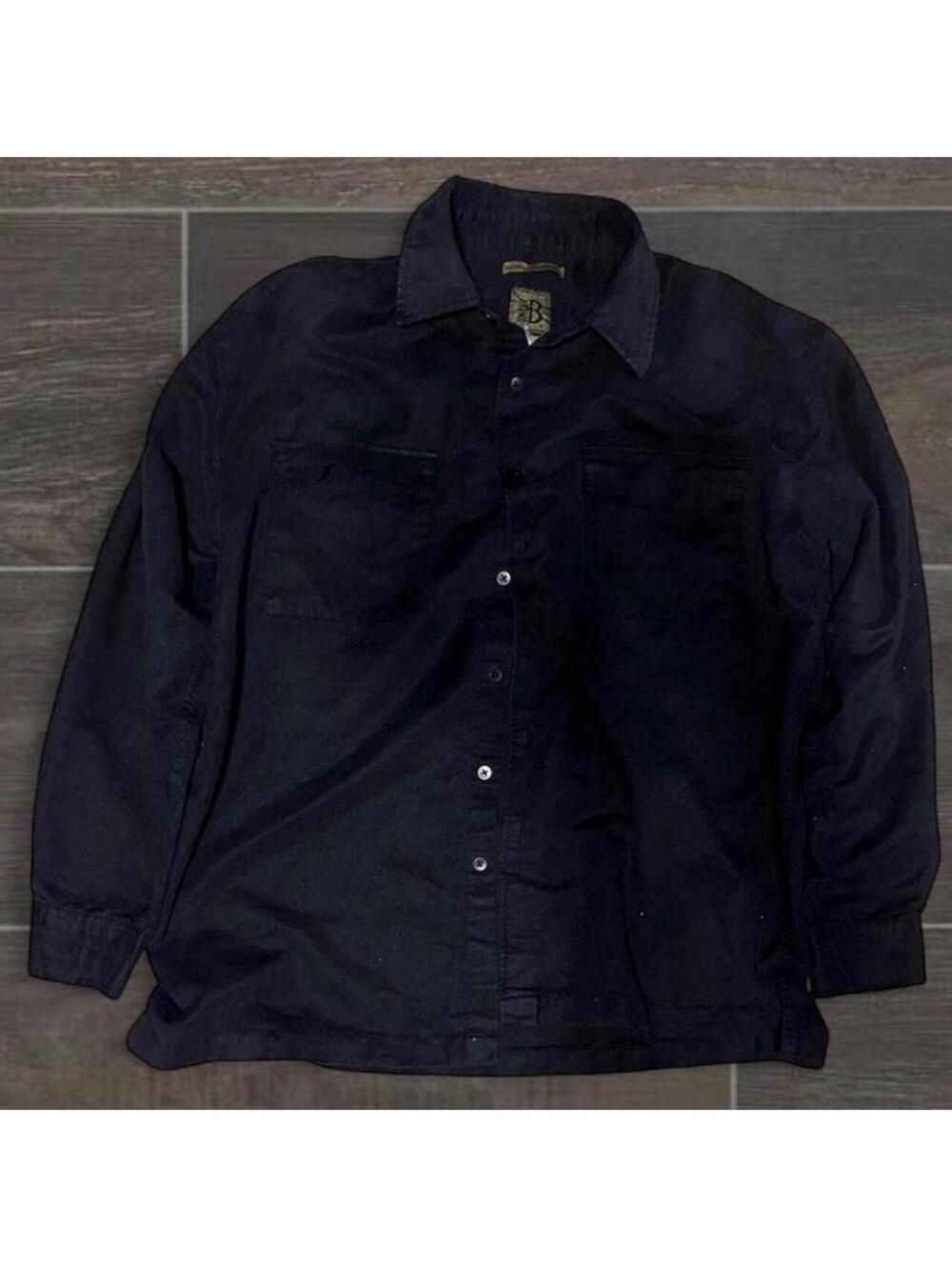 Large Black 90’s vintage sueded button-up shirt